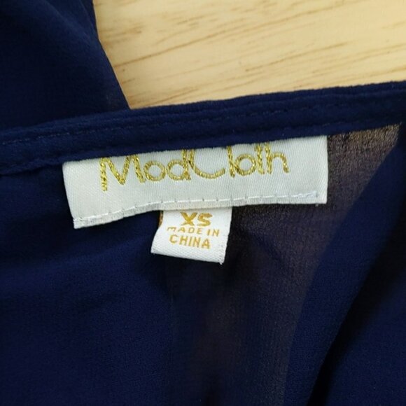 Modcloth Sheer Navy Blue Butterfly Dress - Picture 3 of 5